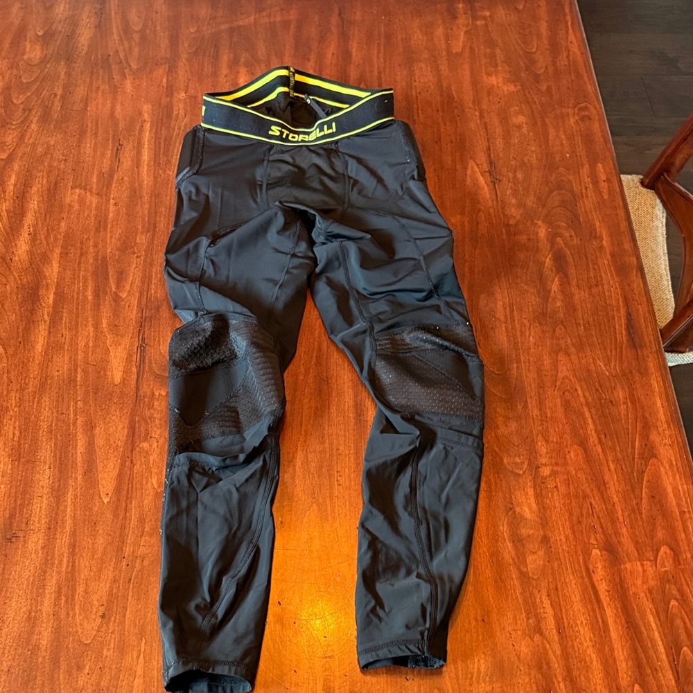 Storelli Black Protective Compression Pants with Yellow Trim